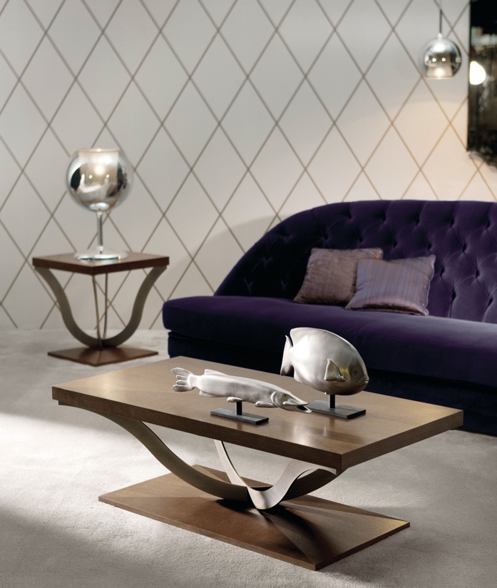 Coffee table in figured legs Teseo, Angelo Cappellini