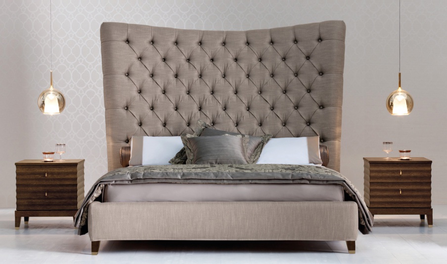 Bed with high headboard Tosca, Angelo Cappellini