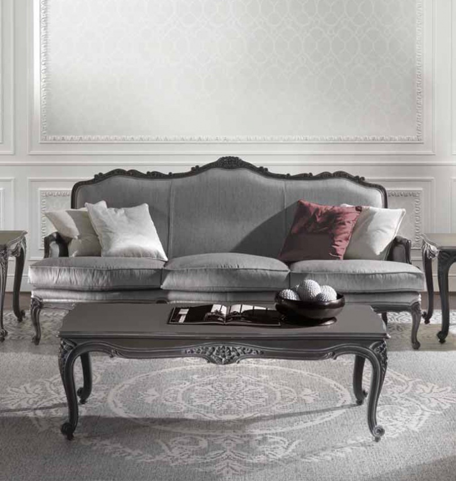 Three seater sofa with carved frame Mediterraneo, Angelo Cappellini