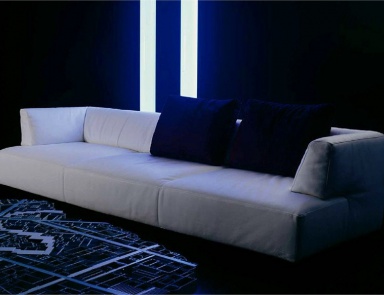 Sofa wooden frame upholstered in leather or fabric Plus Esse, Edra