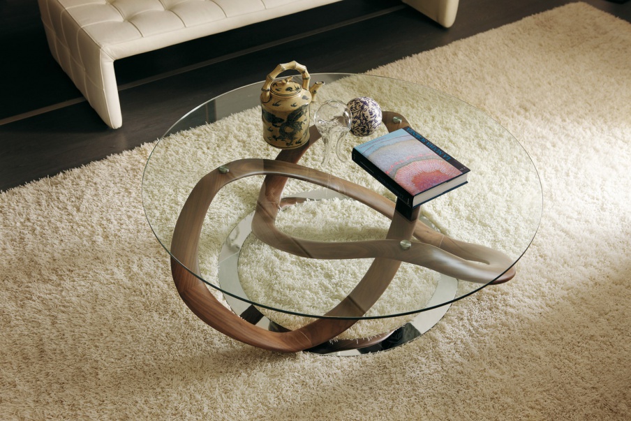 Low table with round top made of tempered glass, Infinity Tavolino - Porada
