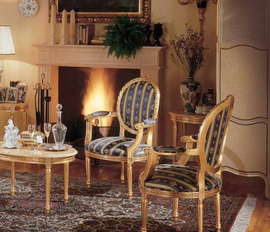 Armchair with wooden armrests Voltaire, Angelo Cappellini