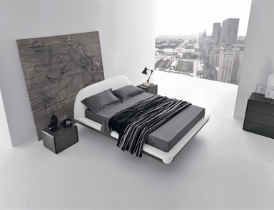 Double bed on straight legs of circular cross section, Fusion - Presotto