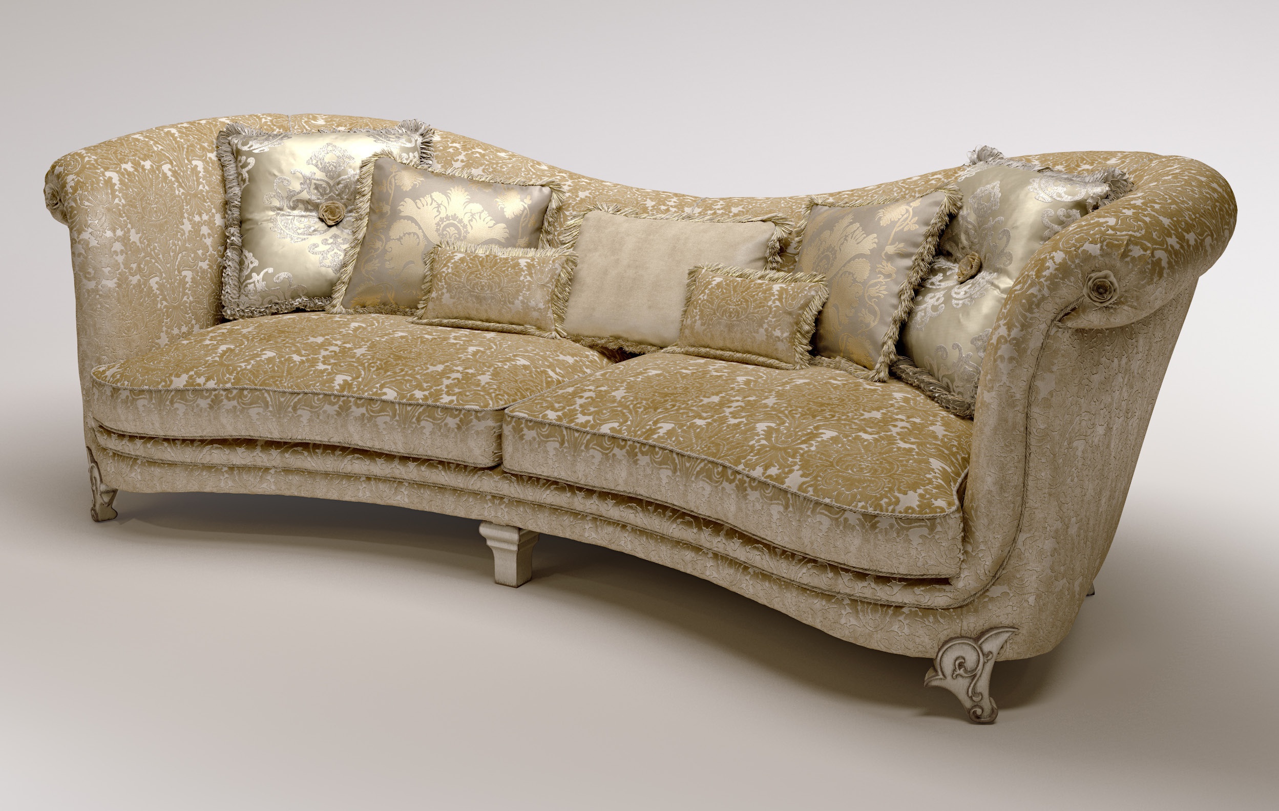 Three seater sofa Da Vinci in the textile upholstery, Bruno Zampa