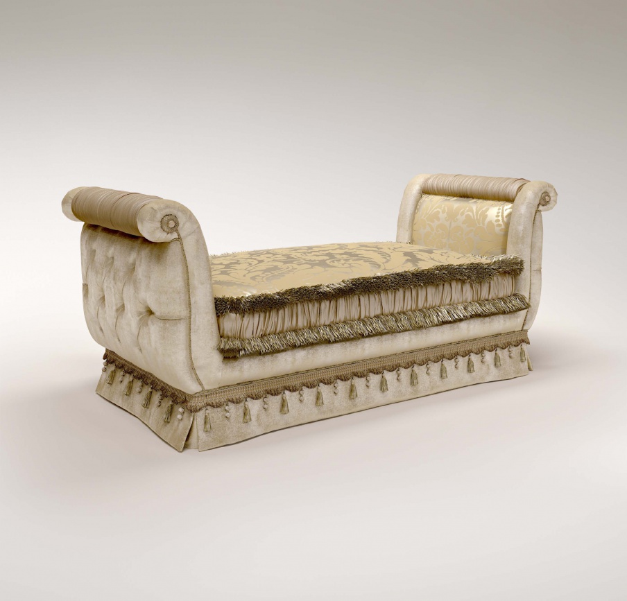 Upholstered bench in fabric Patchwork Carlos, Bruno Zampa