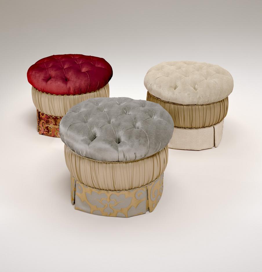 Soft round pouf in fabric Goya, Bruno Zampa