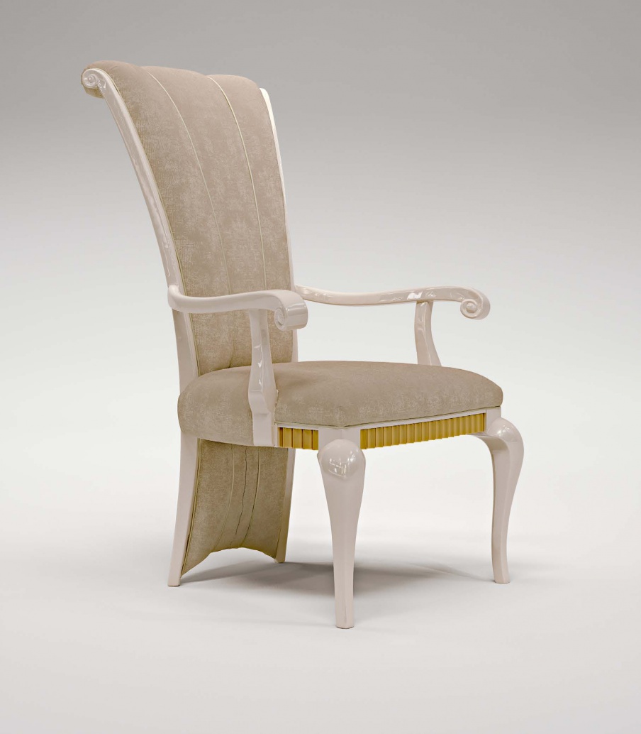 Chair with high backrest in fabric Greta, Bruno Zampa