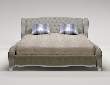 Double bed with upholstered headboard Ego, Bruno Zampa