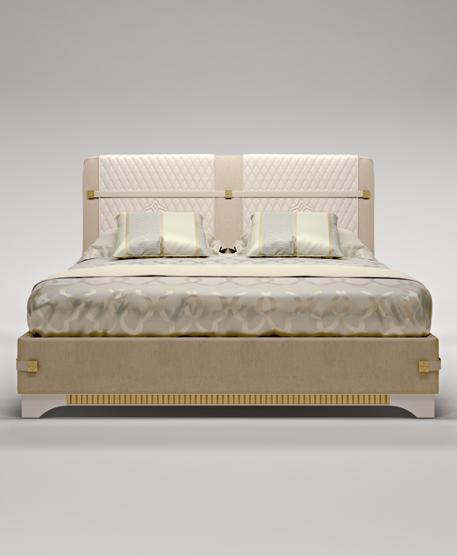 Double bed with upholstered headboard Medison, Bruno Zampa