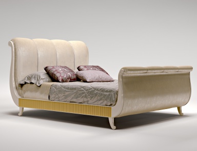 Double bed with upholstered headboard Turandot, Bruno Zampa