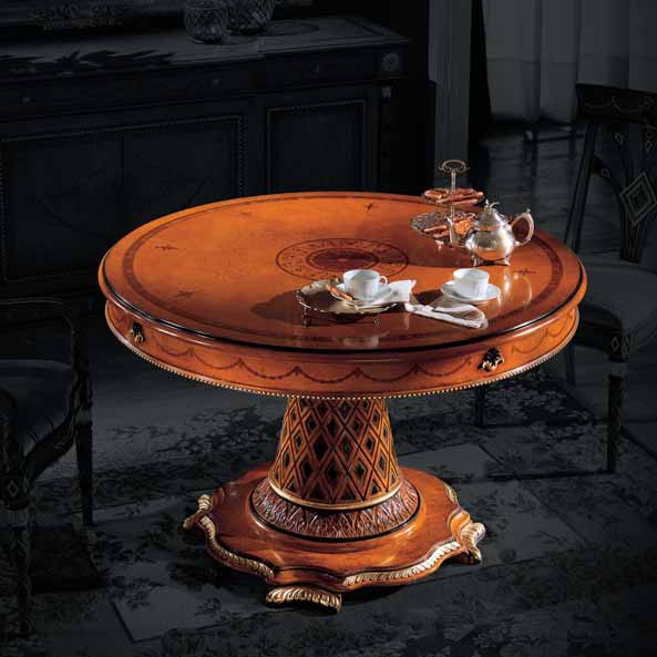 Dining table round solid wood, Ezio Bellotti