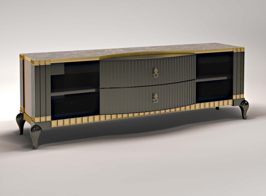 Curbstone for TV of Duke solid wood, Bruno Zampa