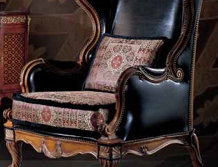 Chair in leather upholstery, Ezio Bellotti