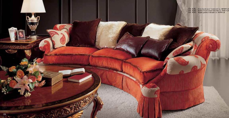 The semi-circular sofa upholstered in fabric, Ezio Bellotti