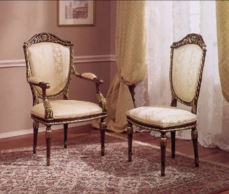 Chair with armrests on a frame of solid wood, Ezio Bellotti