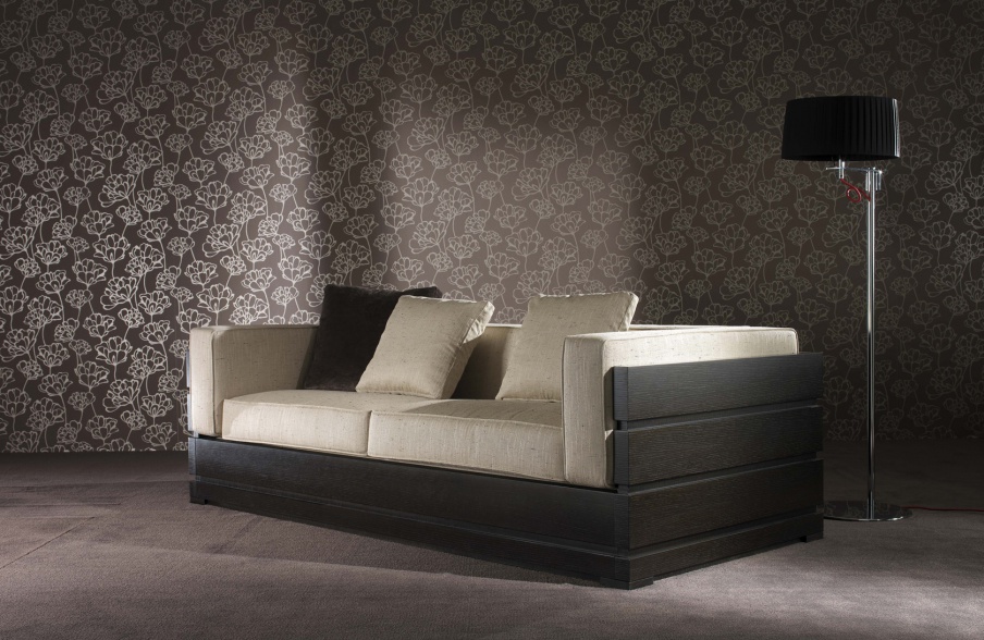 Double sofa Rigone with a frame made of natural wood, Galimberti Nino