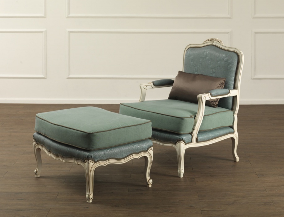 Chair with foot bench in fabric Penelope, Galimberti Nino