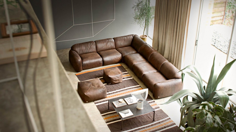 Modular sofa with frame in wood and metal Piumotto08, Busnelli