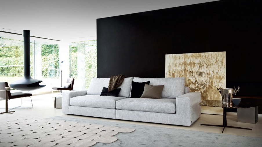 Two-seater sofa with frame of wood Take it easy low, Busnelli