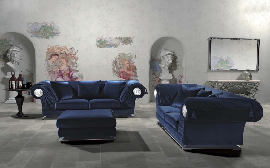 Double sofa Prestige in the textile upholstery, Asnaghi (Made in Italy) 
