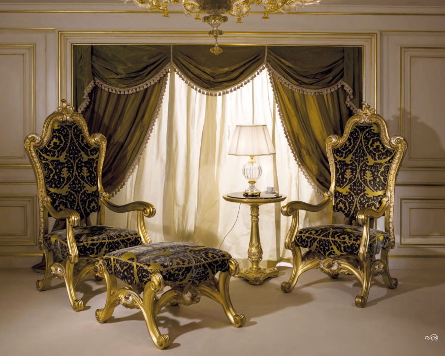 Chair with foot bench in natural wood CS Masterpieces, Colombo Stile