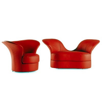 The semi-circular seat upholstered in leather or fabric Marilyn, Flou