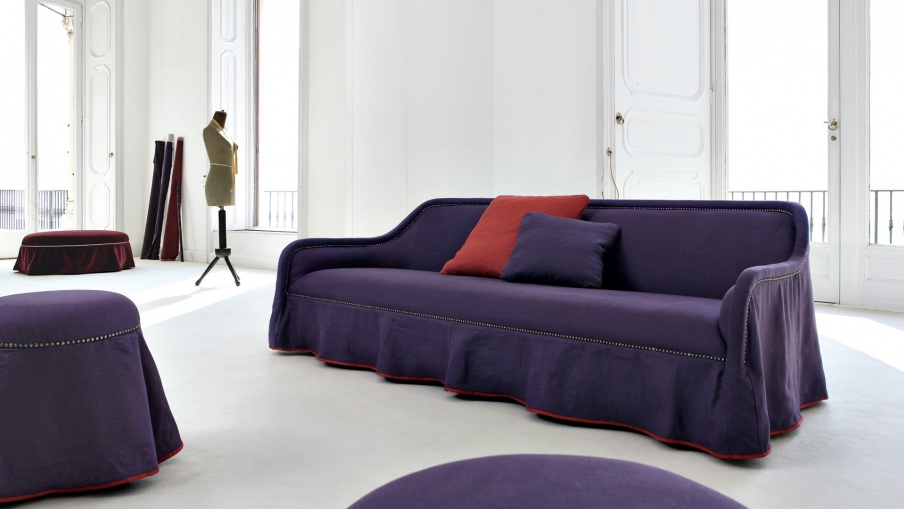 Two-seater sofa with frame of solid ash Arpege, Busnelli