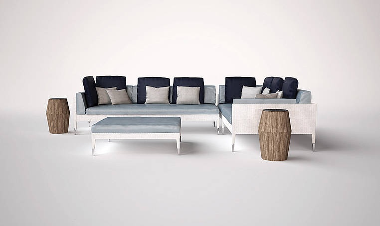 Poof on the frame, c obtinuta tight weaving of PVC fibers ,Costa Rey Maratea - Smania