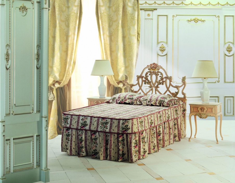 Double bed made of natural wood S. I. P. ARR 09, Colombo Stile