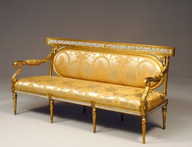 Three seater sofa natural wood Zar, Colombo Stile