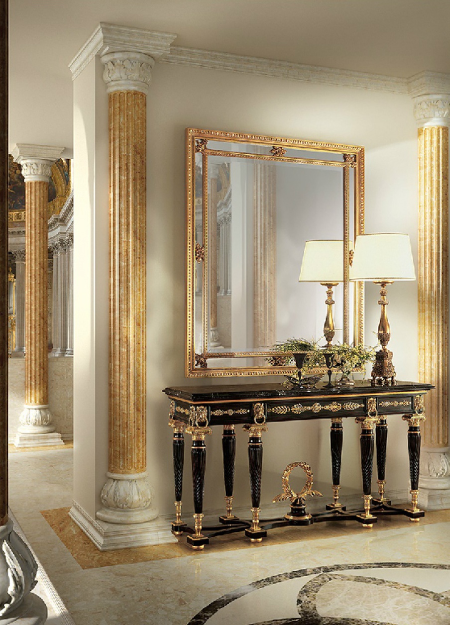 Console with marble top and mirror Angelo Cappellini