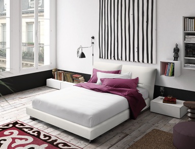 Double bed with upholstered headboard Vintage, Pianca