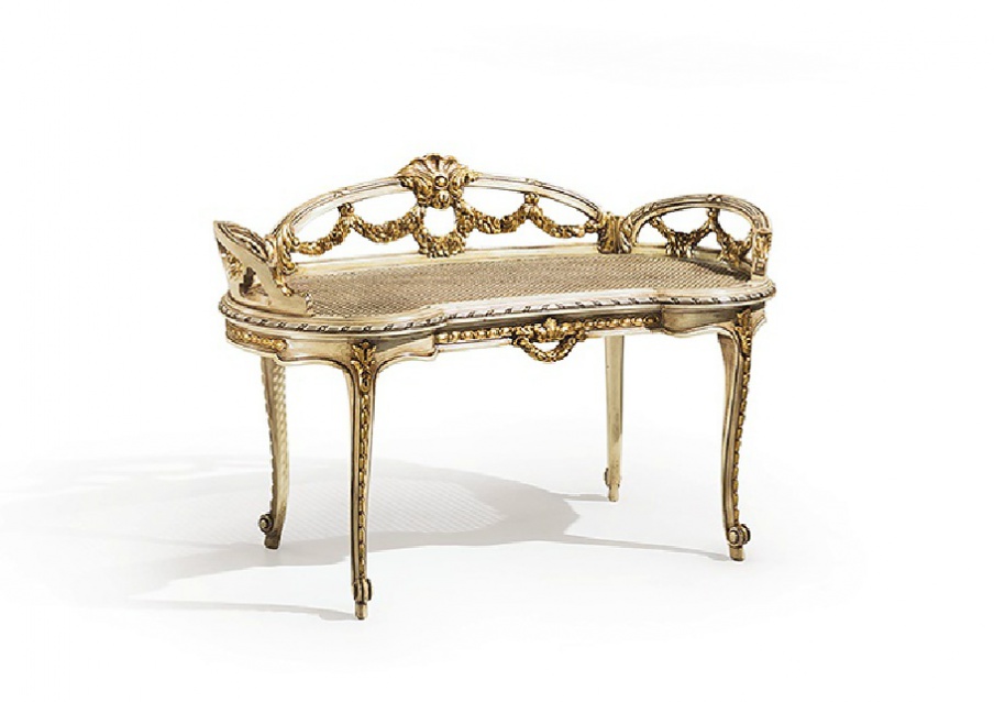 Bench with decorative carving by Angelo Cappellini