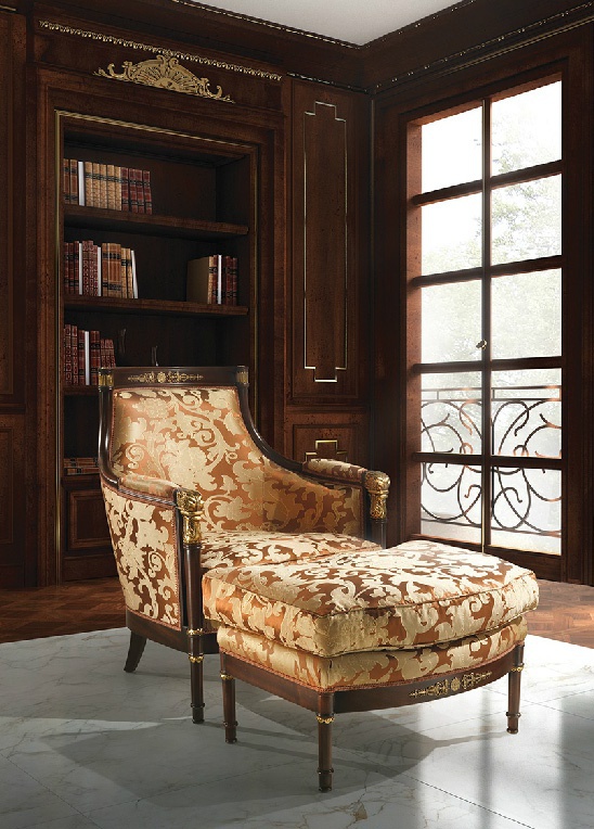 The chair and Ottoman with a frame made of wood by Angelo Cappellini