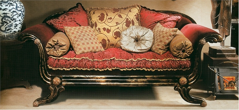 Three seater sofa with high back and curved armrests, Meridienne - Provasi