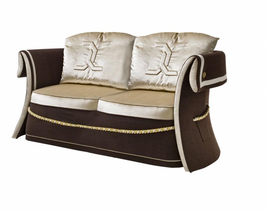 Two seater sofa with a frame made of natural wood Rue Cambon, Colombo Stile