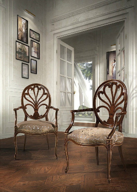 Armchair with carved back Angelo Cappellini