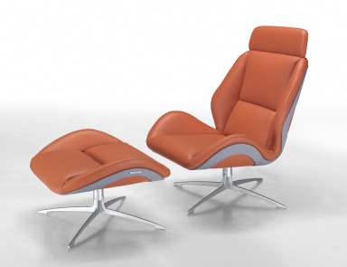 Chair with Ottoman foot in MBS 012 leather upholstery, Formitalia