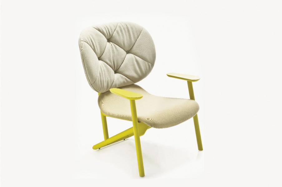 The Klara armchair with a frame made of beech wood, Moroso