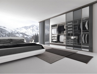 Wardrobe with facades based on aluminium profile, Varius Presotto (dressing room system, Italy)