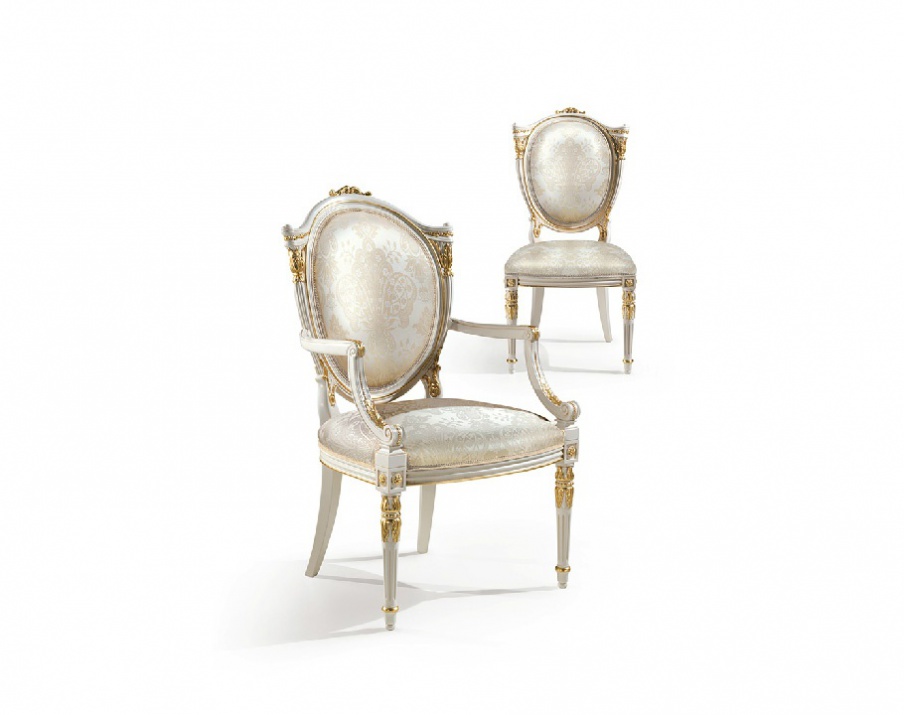 Chair with or without armrests with carved decoration by Angelo