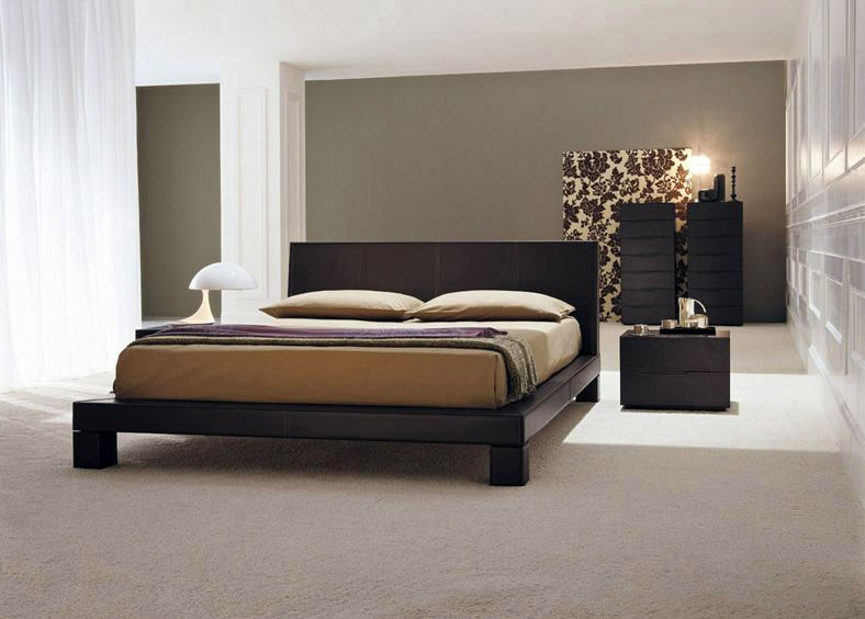 Double bed in upholstered black leather, Club bed - Presotto