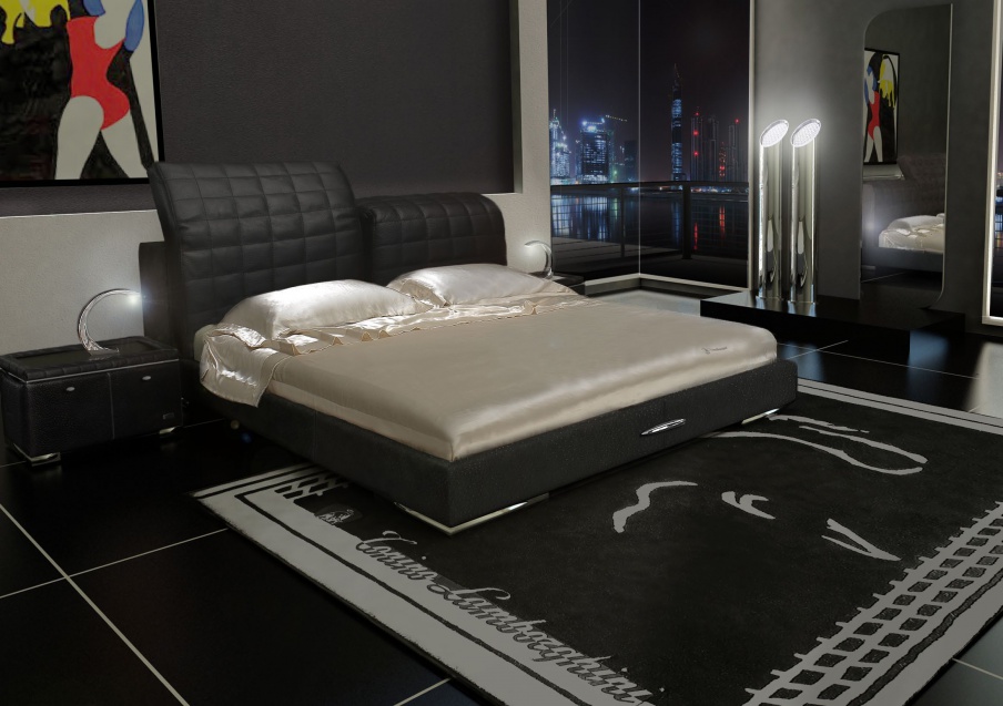 Brisbane double bed in leather upholstery, Formitalia Luxury furniture MR