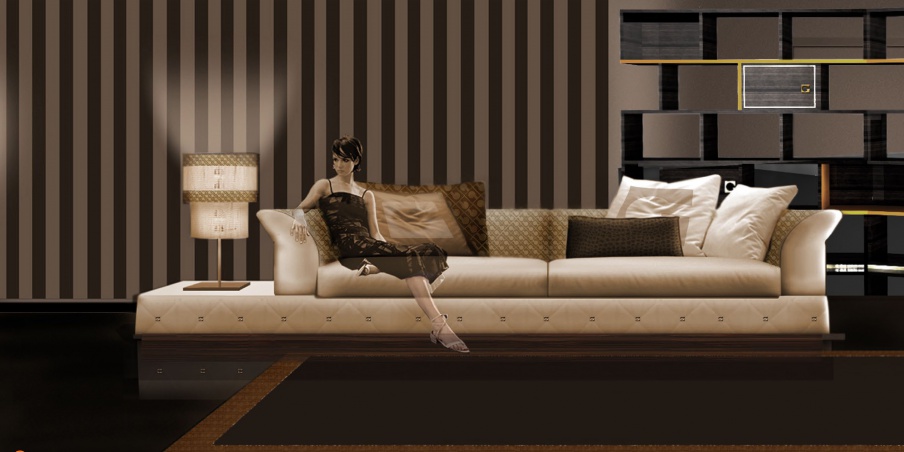 Four-seater sofa in fabric, Formitalia