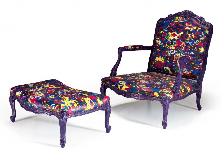 Chair with Ottoman in Cosmo textile upholstery, Formitalia