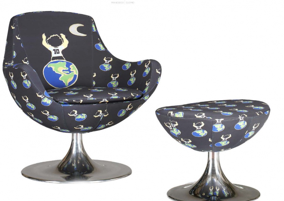 Armchair with pouf Diego, Formitalia