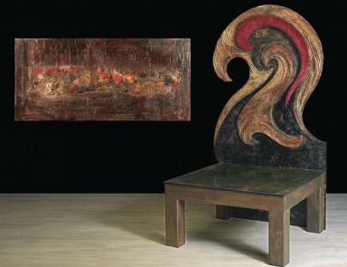 The chair Re Carlo of iron and wood, Formitalia