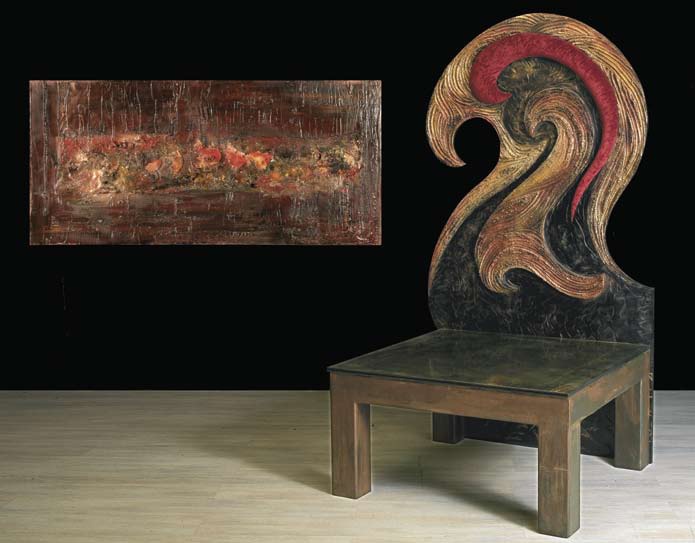 The chair Re Carlo of iron and wood, Formitalia