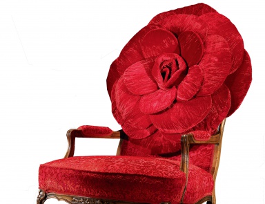 The chair with The big red rose in velvet upholstery, Formitalia