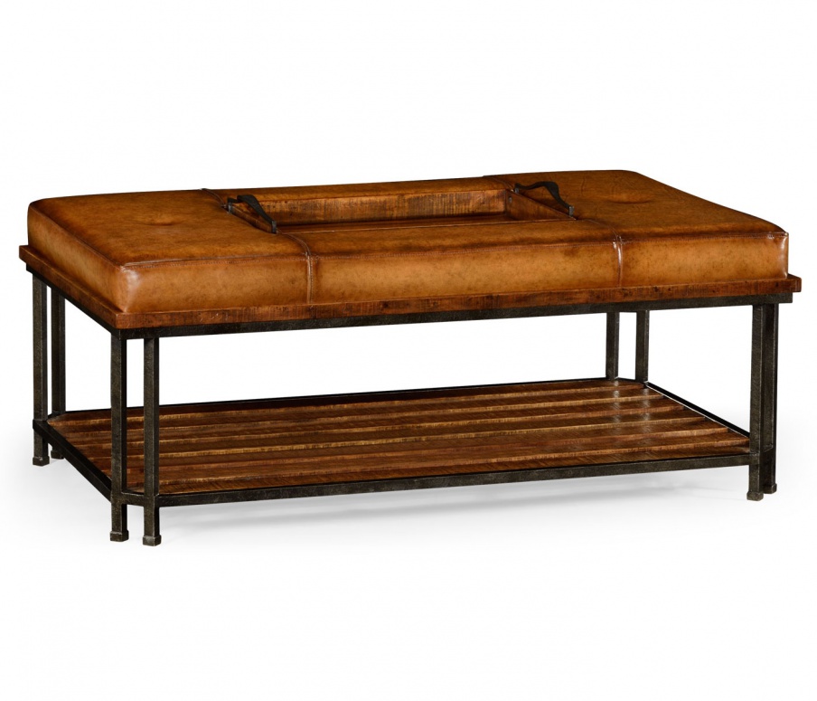 Hassock table with leather upholstery Huntingdon, Jonathan Charles